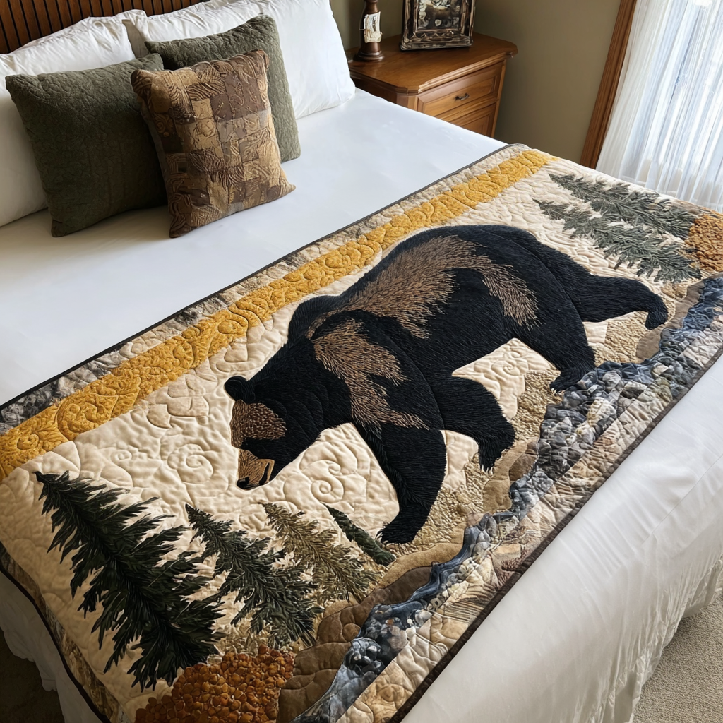Grizzly Glow Quilted Bed Runner Bedroom Decor Ideas Best Gifts For Wildlife Lovers