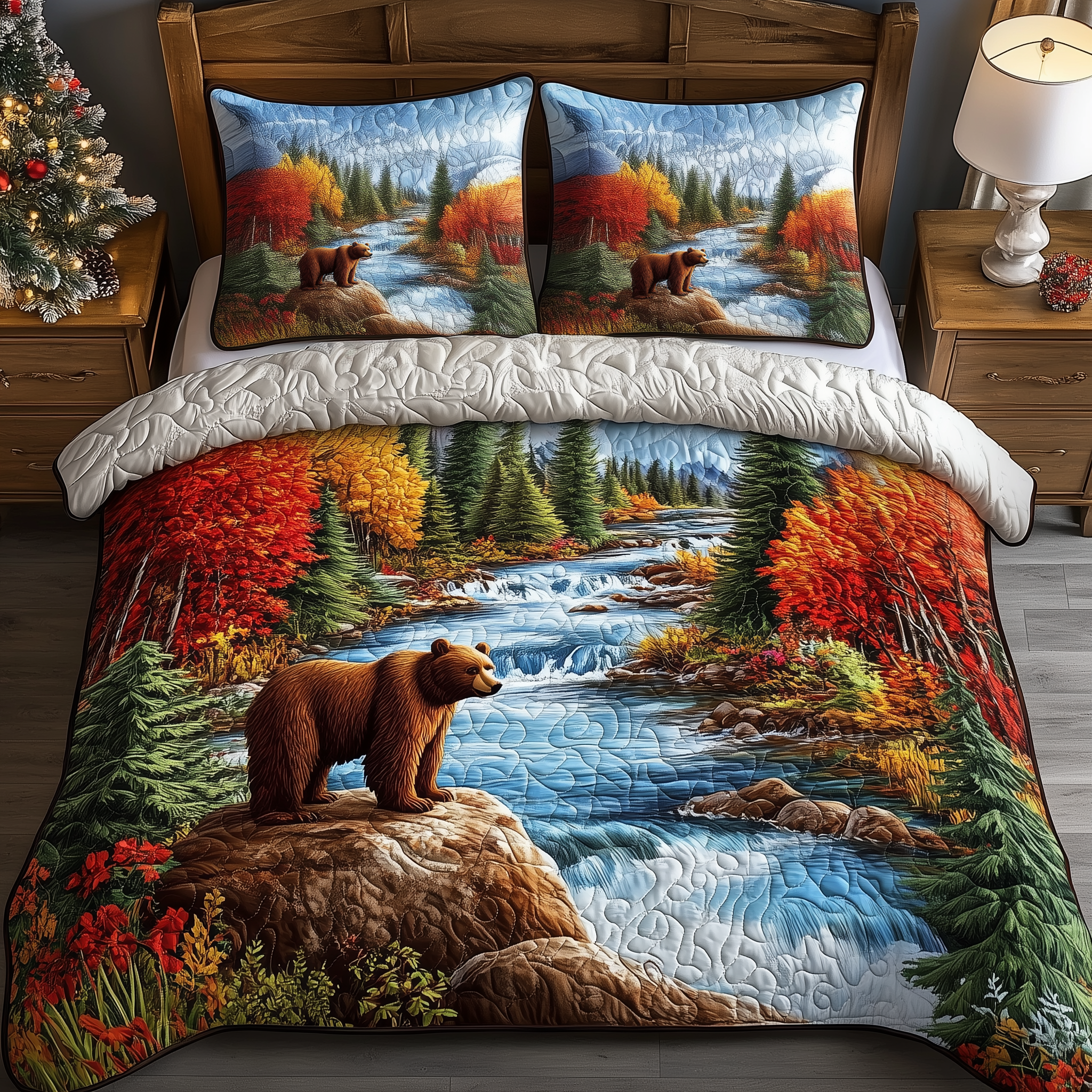 Grizzly River Hunt Quilted Bedding Set Christmas Gift Baskets For Families