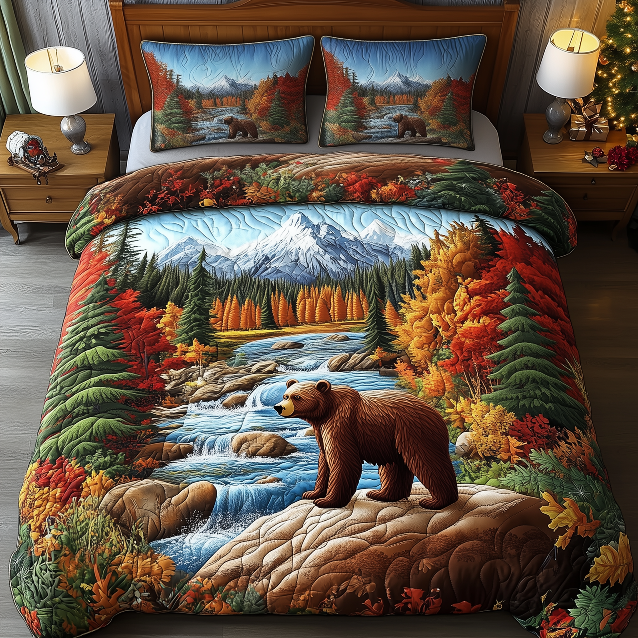 Grizzly River Hunt Quilted Bedding Set Christmas Gift Ideas For Mom