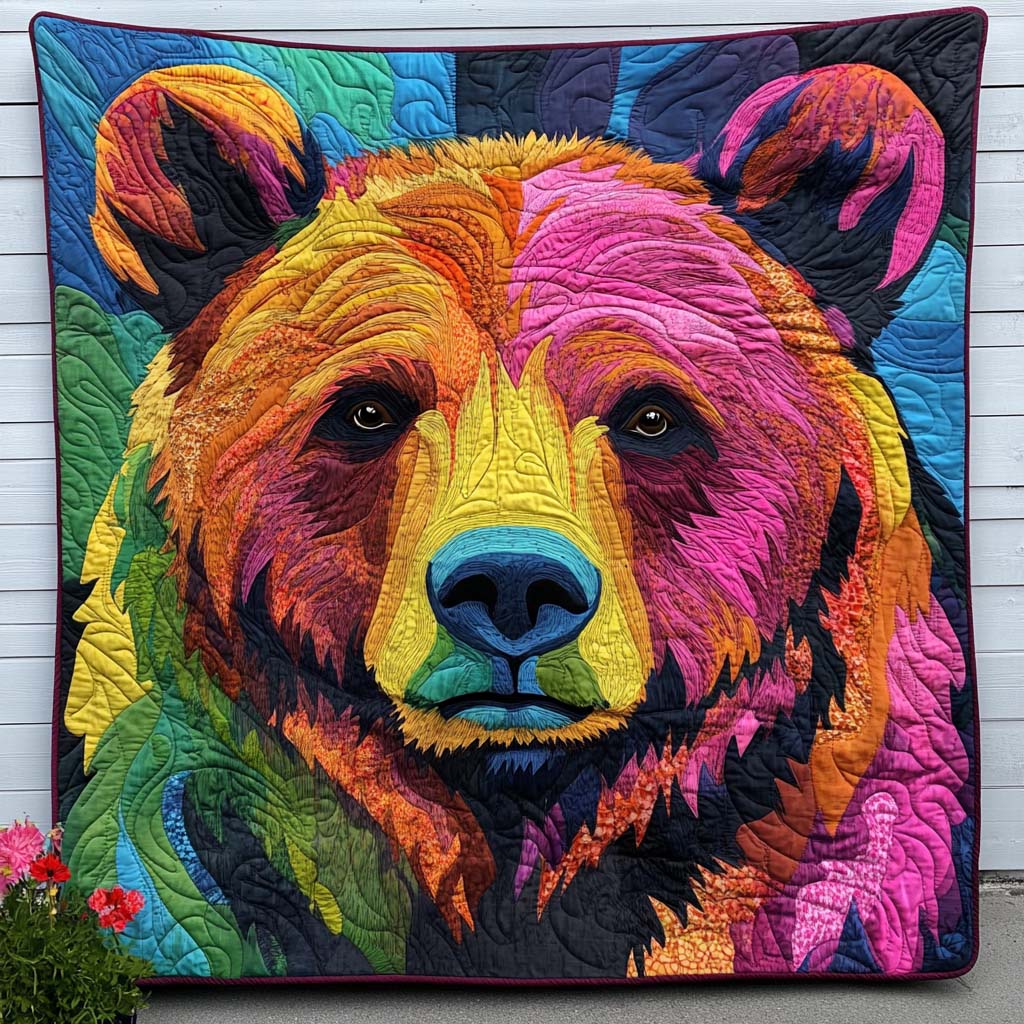 Grizzly Solitude Quilted Blanket Nice Throw Blanket Bear Themed Gifts