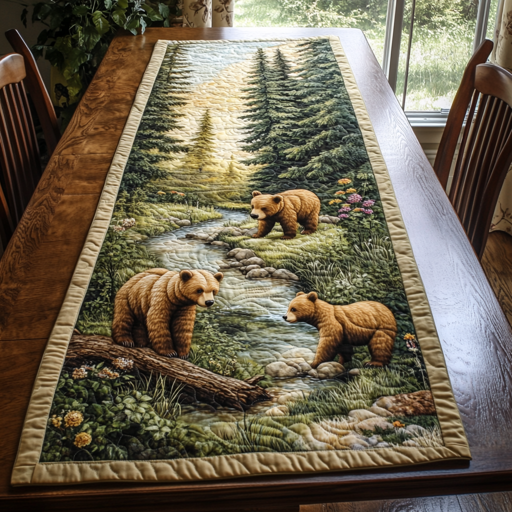 Grizzly Trail Quilted Table Runner Dining Room Decor Ideas Presents For Bear Lovers
