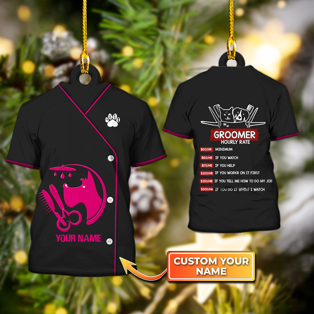 Groomer Hourly Rate Pet Groomer Custom Shaped Ornament