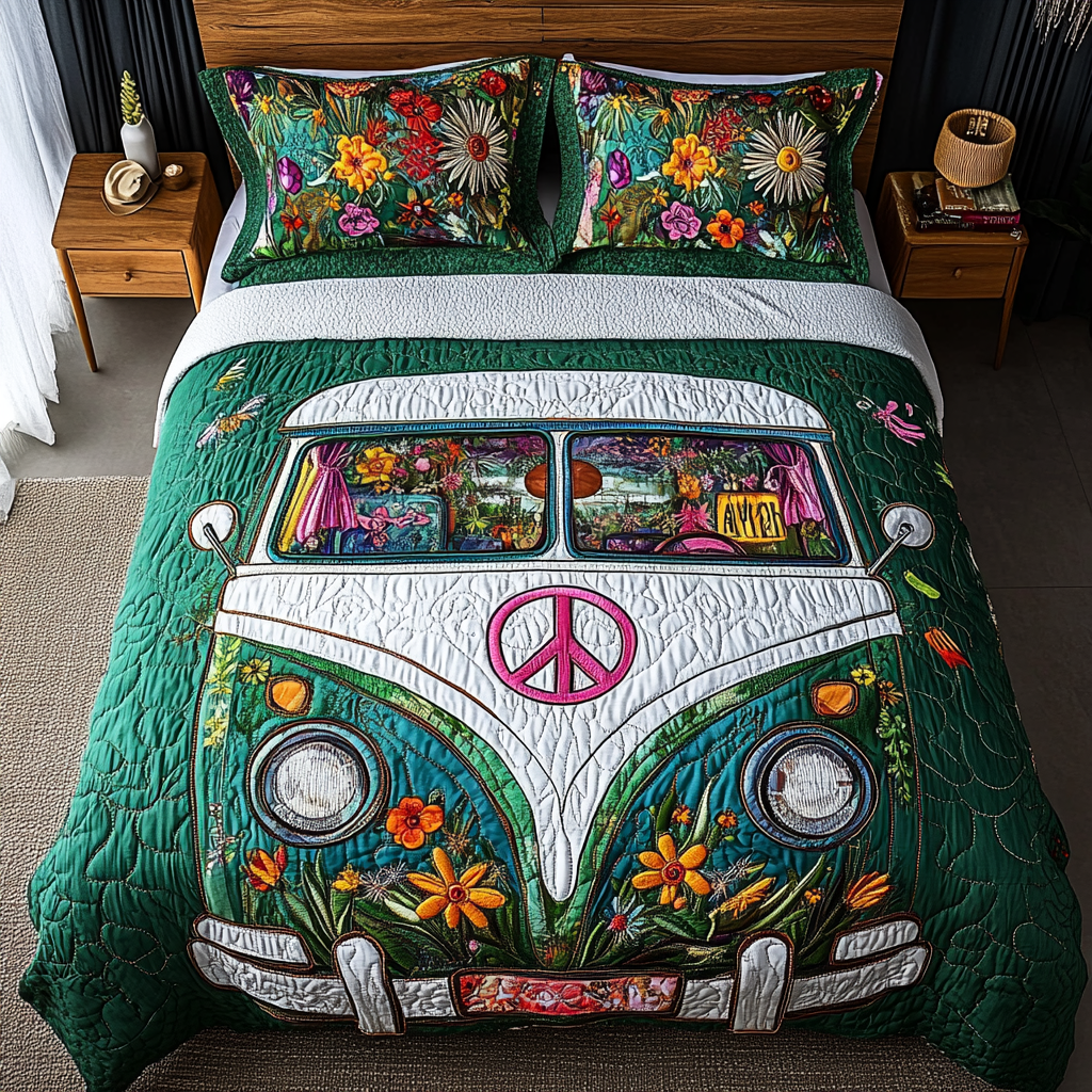 Groove Van Quilted Bedding Set Bedroom Decor Christmas Ideas For Hippies