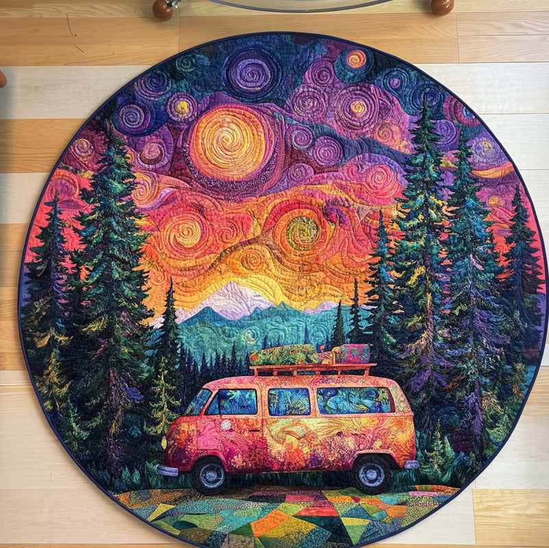 Groovy Camper Vibes Quilted Round Mat Christmas Entryway Decor Christmas Ideas For Grandmother