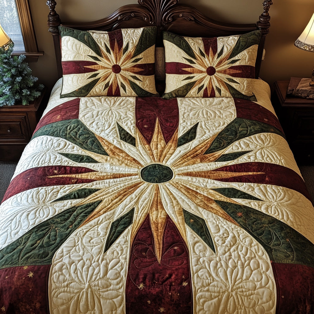 Groovy Christmas Morning Sun Quilted Bedding Set Bedroom Decor Ideas Best Christmas Gifts 2025
