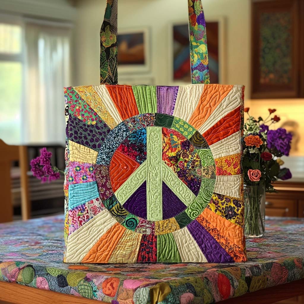 Groovy Days Quilted Tote Bag Hippie Gifts For Him