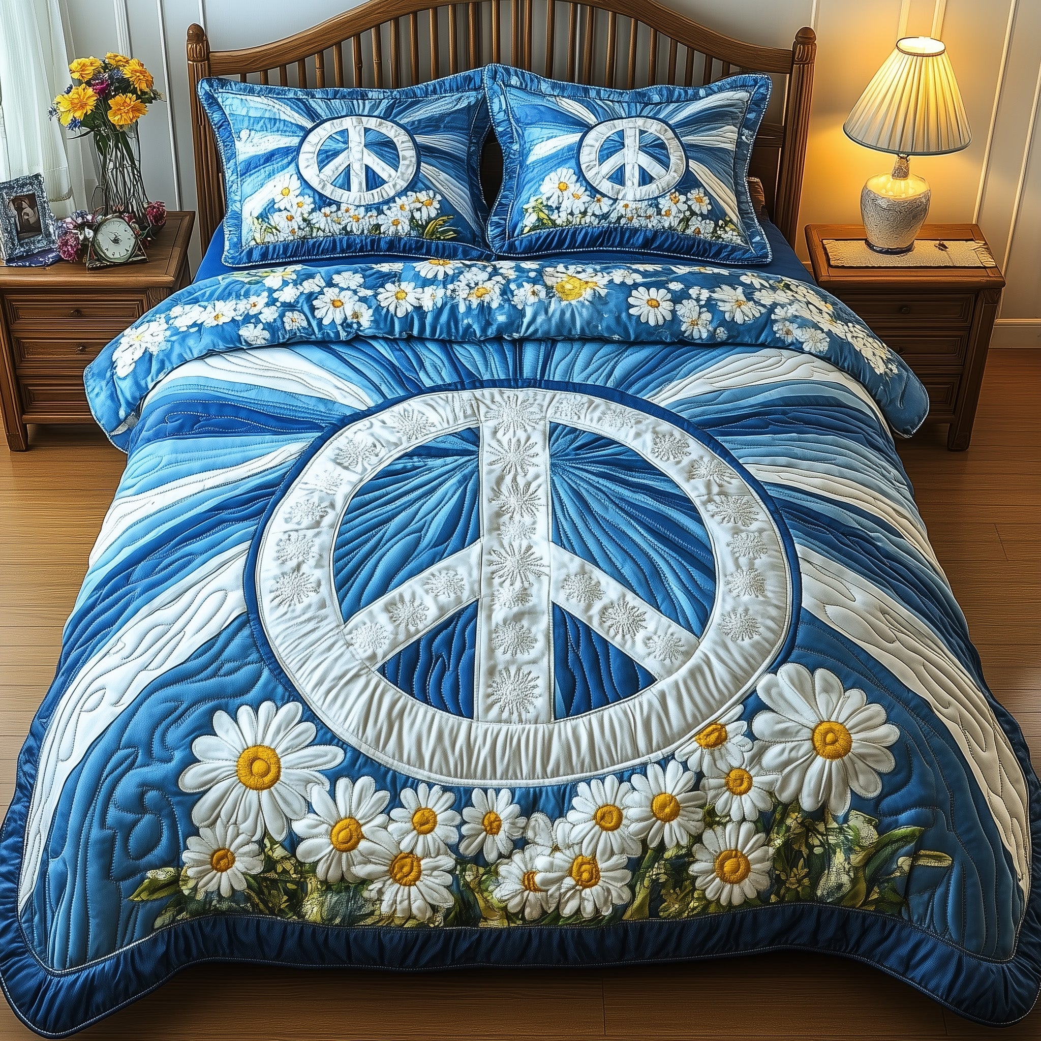 Groovy Dreams Quilted Bedding Set Duvet Cover Bed Sheet Best Gifts For Hippie Boyfriend