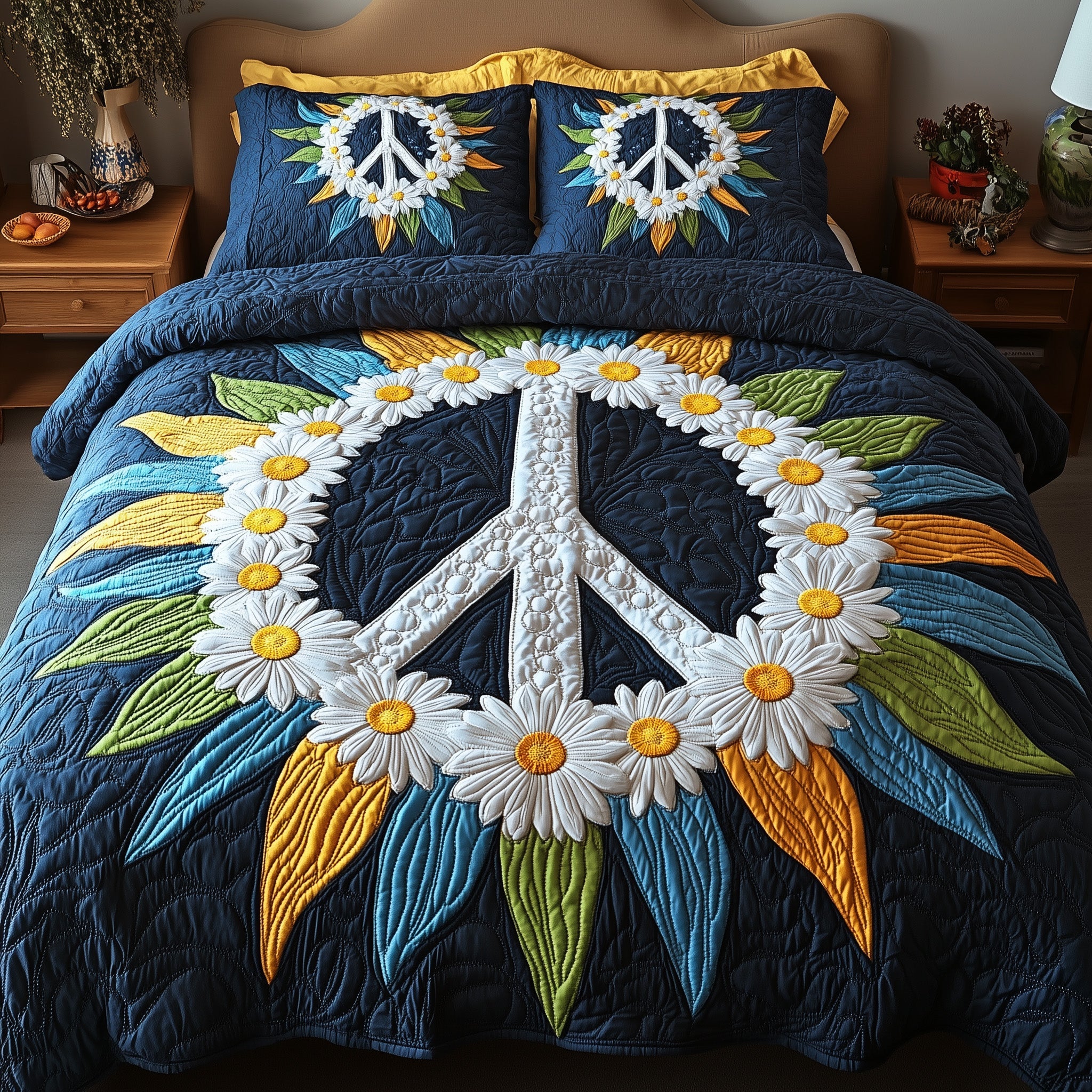 Groovy Dreams Quilted Bedding Set Duvet Cover Bed Sheet Birthday Presents For Hippies