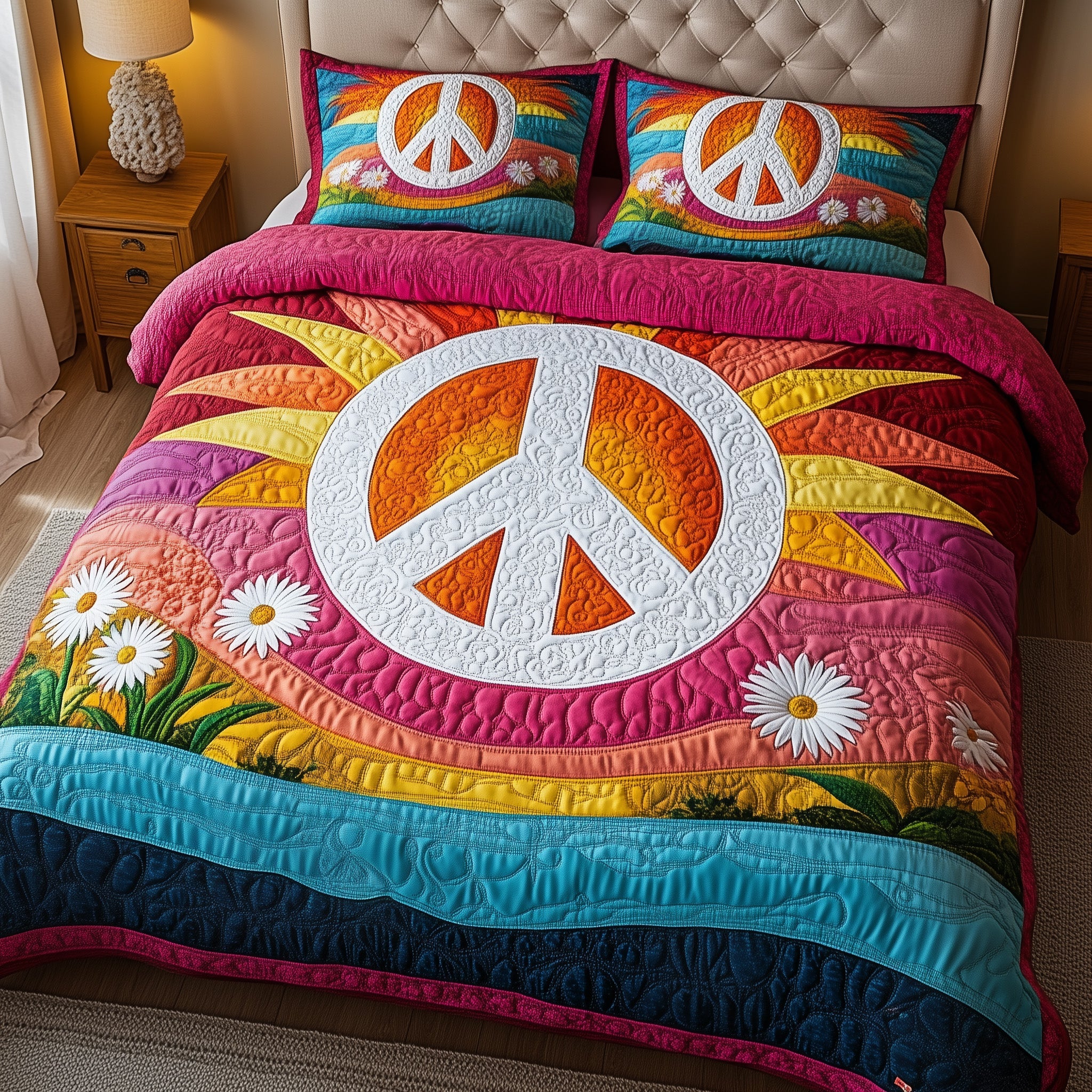 Groovy Dreams Quilted Bedding Set Duvet Cover Bed Sheet Christmas Ideas For Hippies