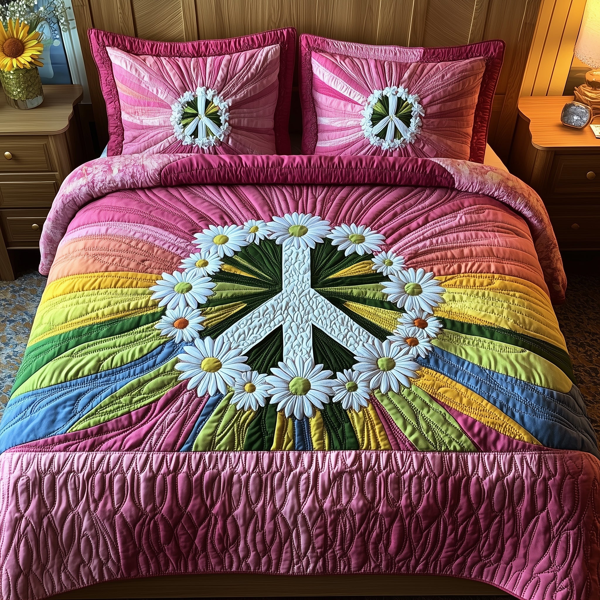 Groovy Dreams Quilted Bedding Set Duvet Cover Bed Sheet Christmas Presents For Hippies
