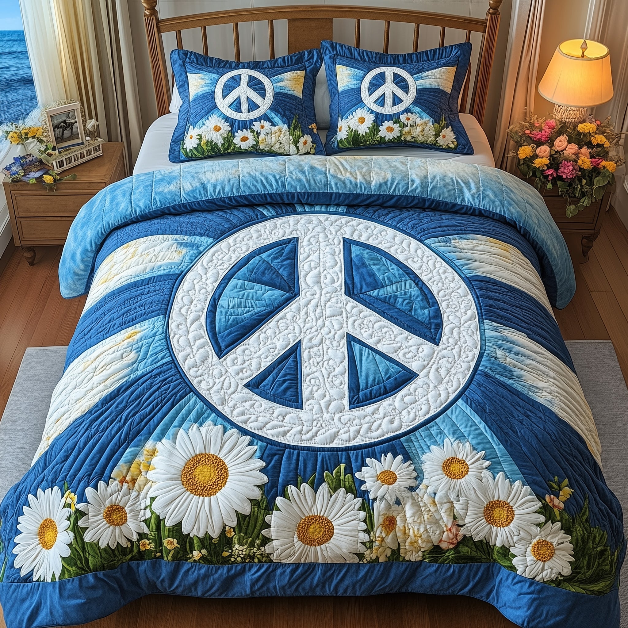 Groovy Dreams Quilted Bedding Set Duvet Cover Bed Sheet Hippy Gifts For Him