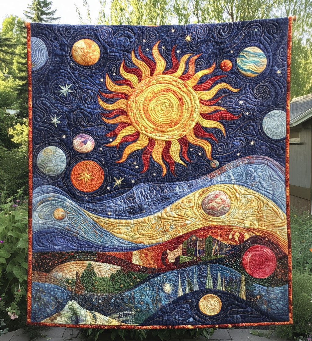 Groovy Galaxy Vibes Quilted Blanket Unique Fleece Blankets