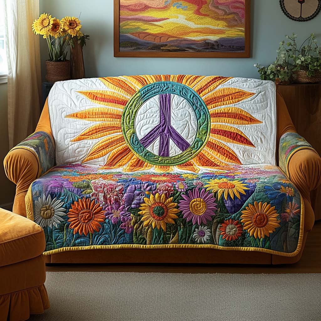 Groovy Harmony Quilted Sofa Cover Living Room Decor Ideas Gifts For Hippie Girlfriend