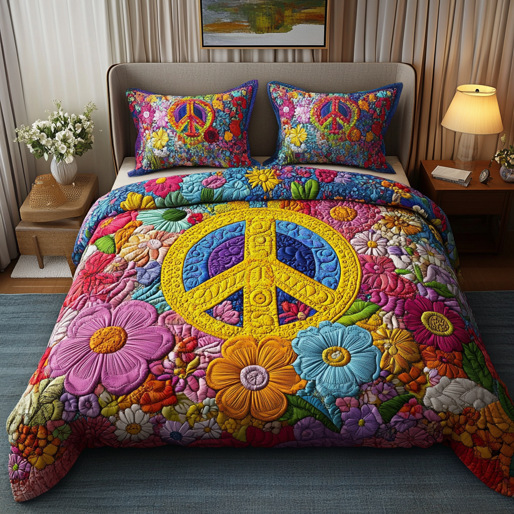 Groovy Nights Quilted Bedding Set Special Home Gift Idea for Comfortable Living