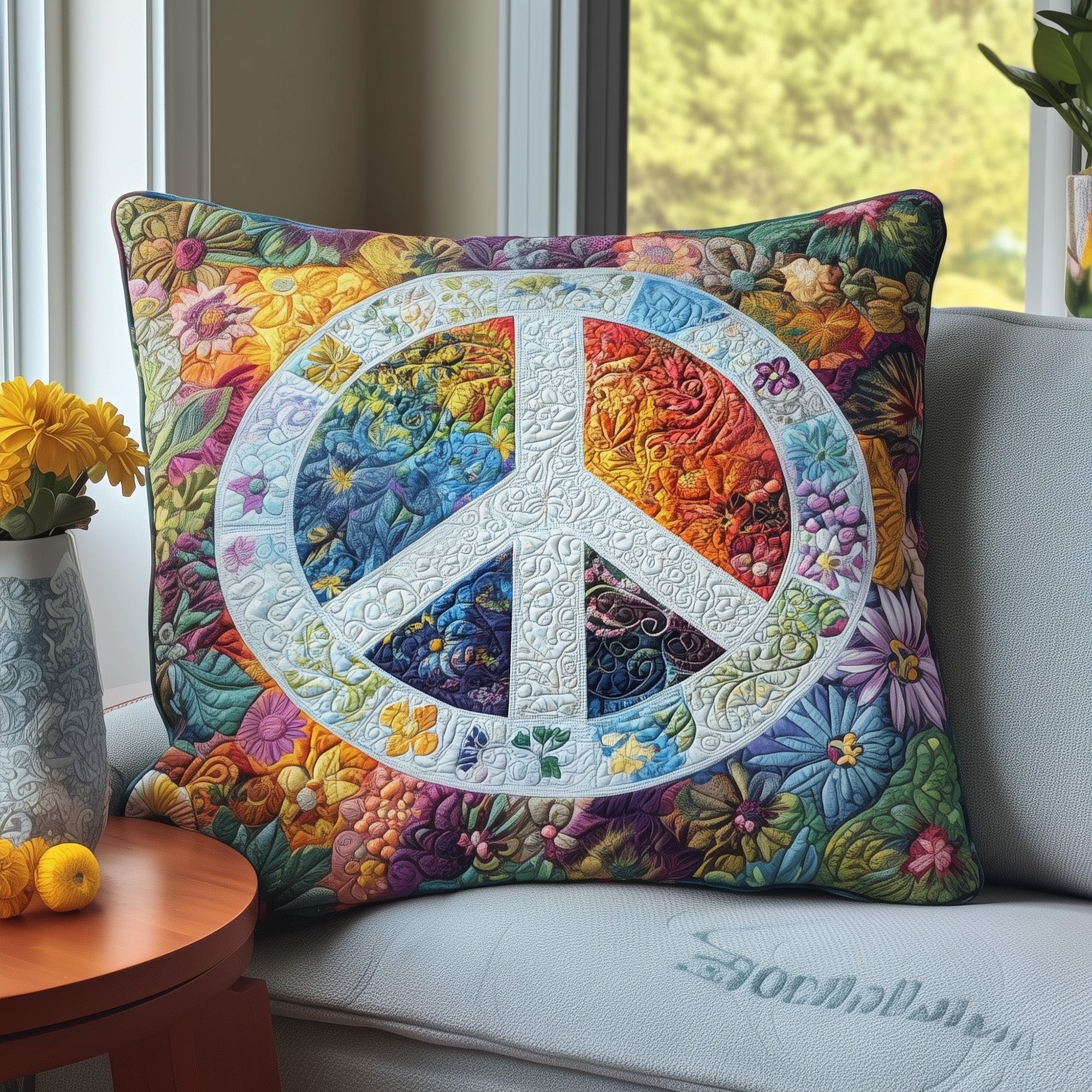 Groovy Patchwork Quilted Pillow Case Throw Pillow Case Covers Christmas Floral Gifts