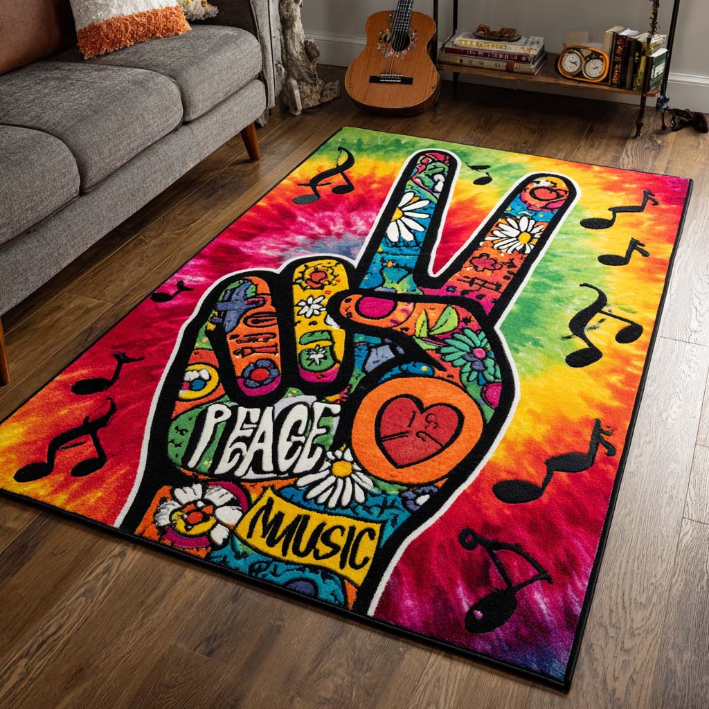 Groovy Peace Hand Area Rug Large Rugs For Living Room Holiday Gifts For Mom 
