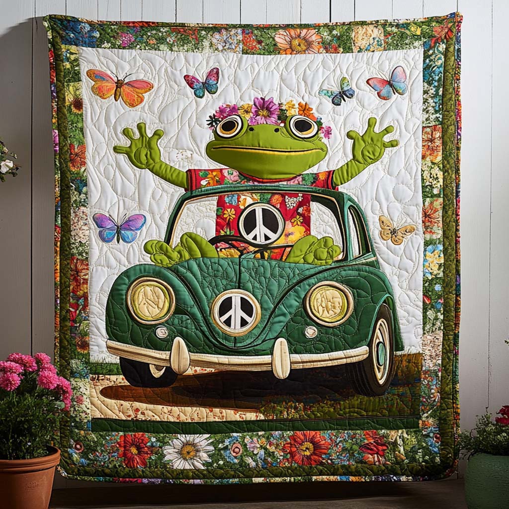Groovy Ride Quilted Blanket Christmas Holiday Birthday Gift For Hippie Friend