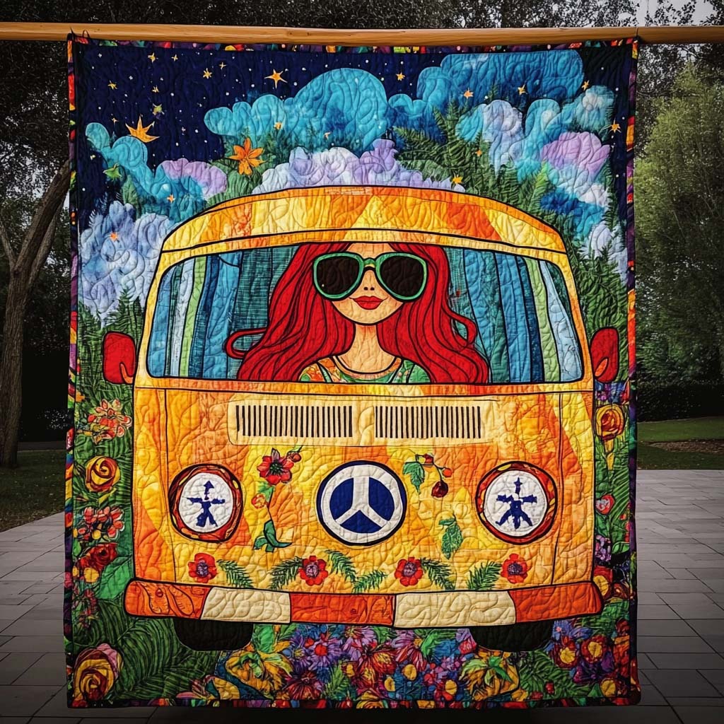 Groovy Ride Quilted Blanket Cute Blankets For Girlfriend