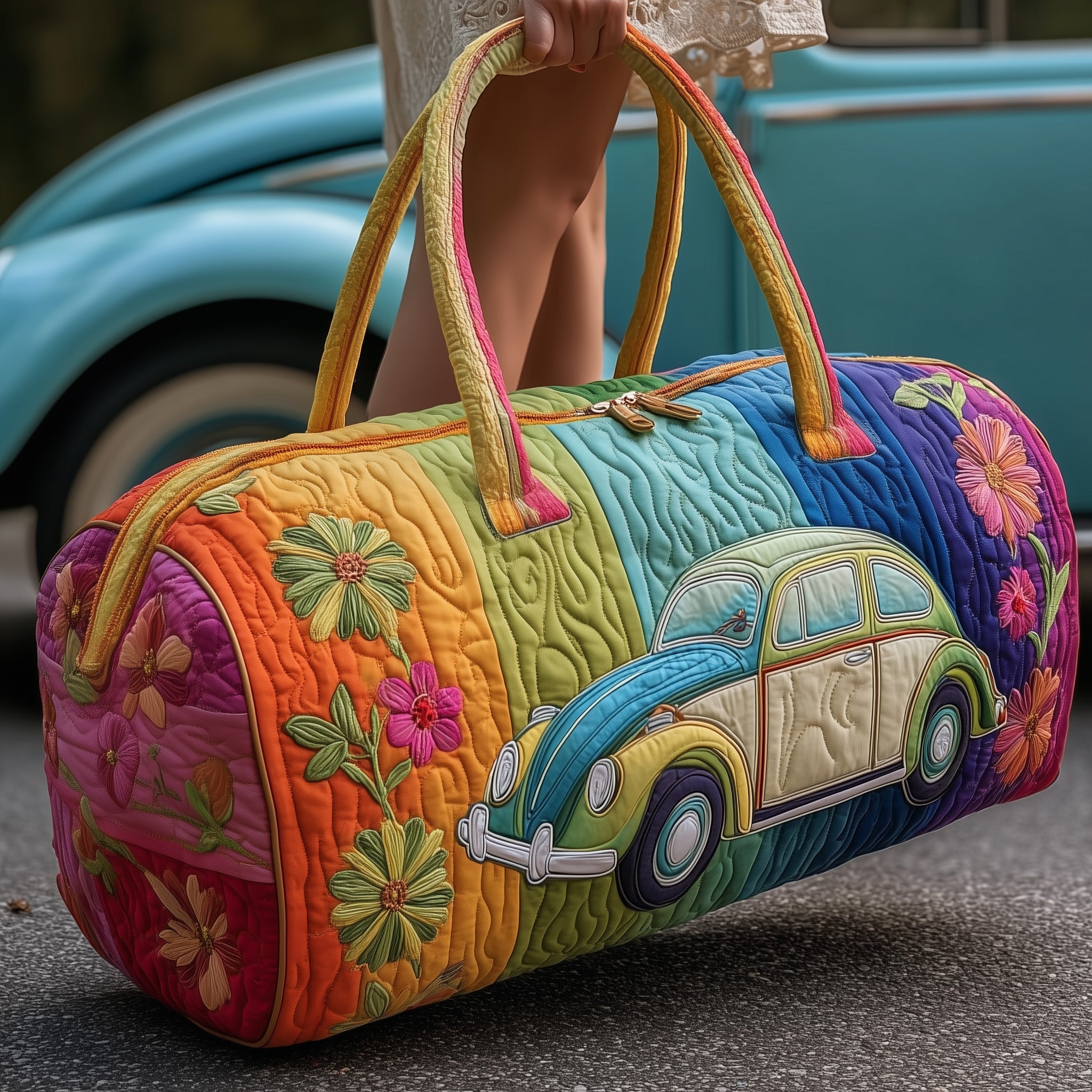 Groovy Ride Quilted Duffle Bag Easy To Clean Surface