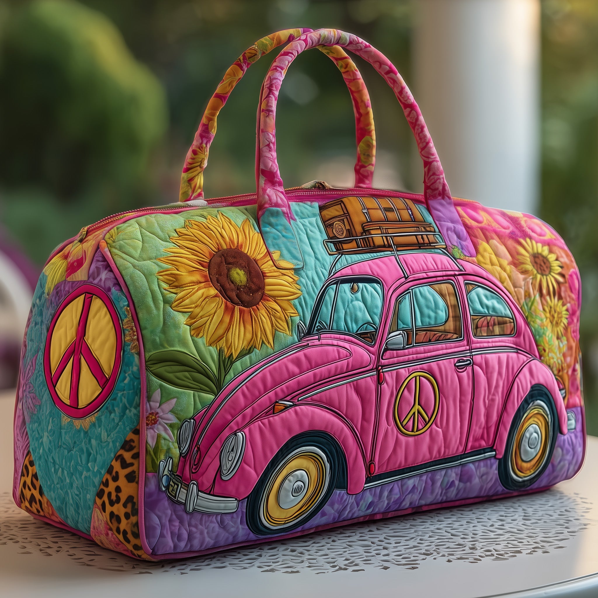 Groovy Ride Quilted Duffle Bag Organized Storage Pockets