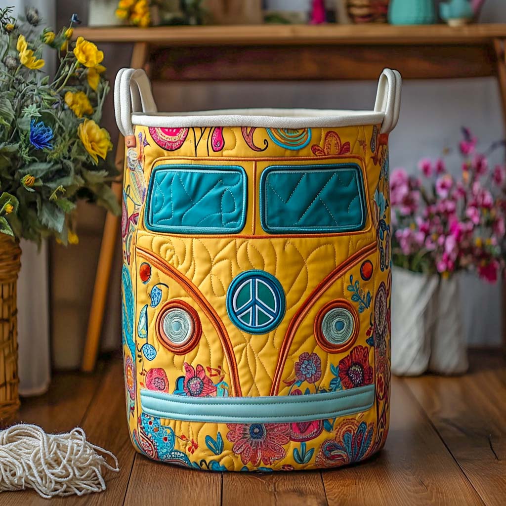 Groovy Ride Quilted Laundry Basket Luxury Quilted Laundry Bin Gift for Organized Living