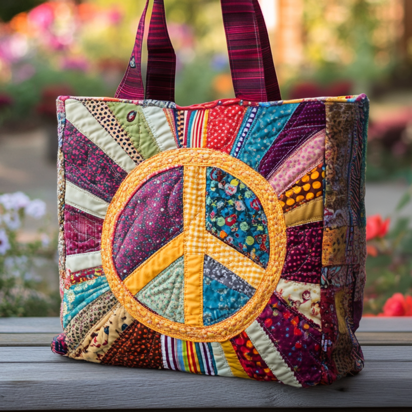 Groovy Threads Quilted Tote Bag Christmas Gifts For Hippie Mom