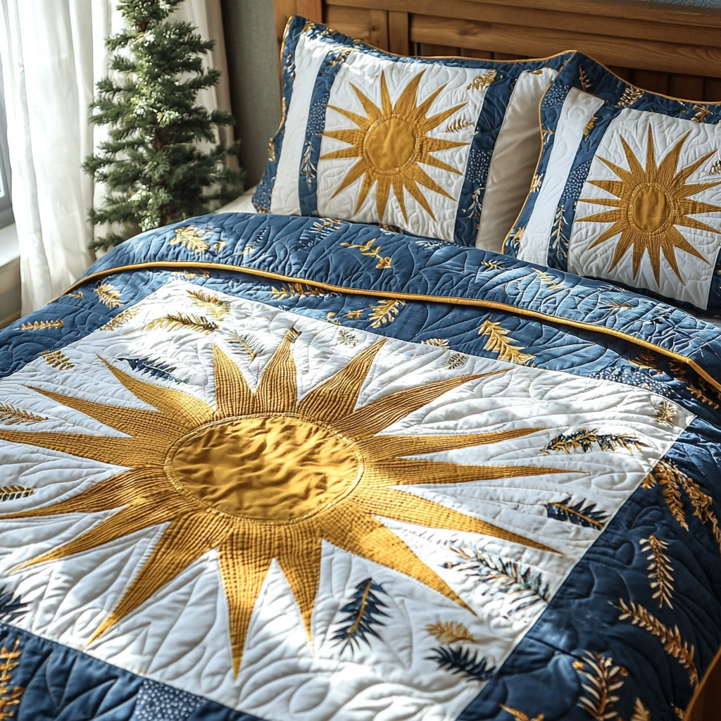 Groovy Winter Sunshine Quilted Bedding Set Cozy Bedroom Decor Mother In Law Christmas Gift