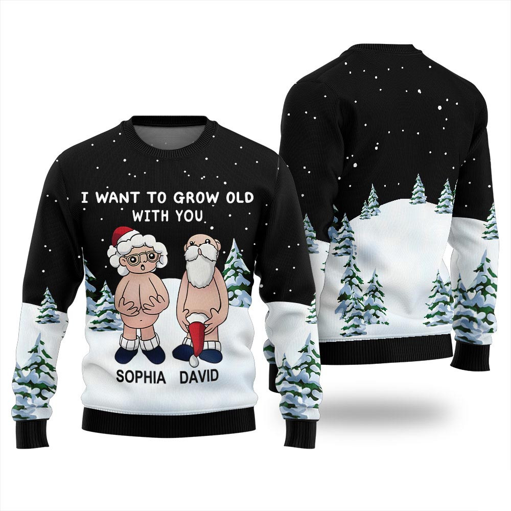 Grow Old Together Custom Name Christmas Sweater Christmas Gifts For Dad
