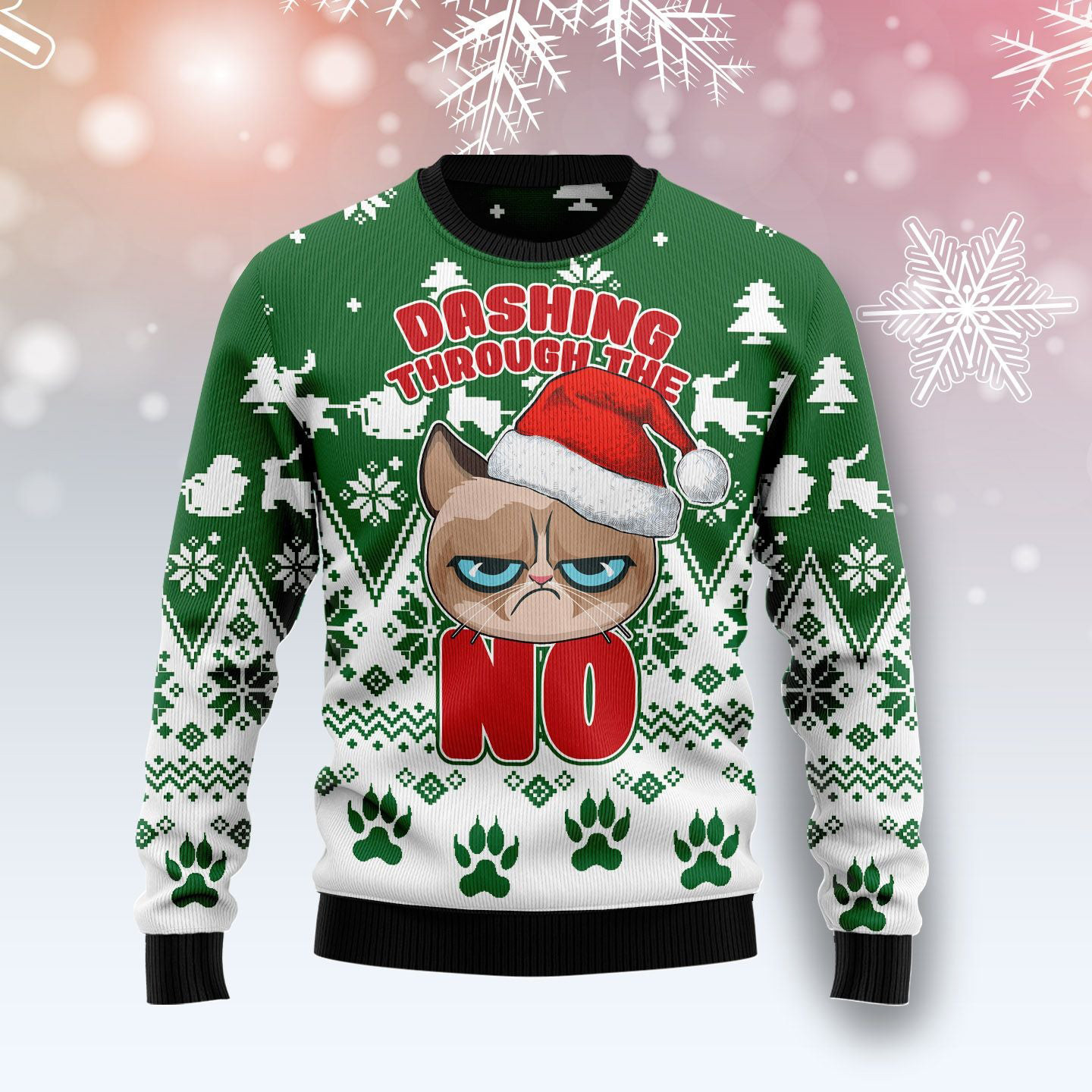 Grumpy Cat Dashing Through Ugly Christmas Sweater Winter Clothing Xmas Cat Gifts