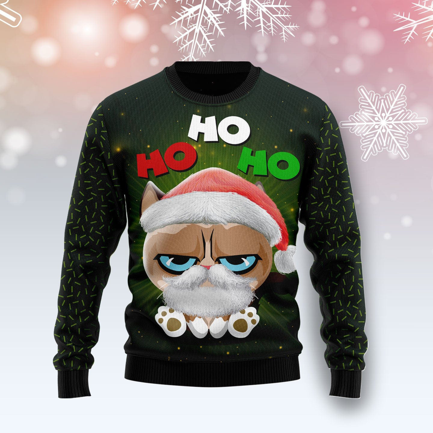 Grumpy Cat Hohoho Ugly Christmas Sweater Funny Cat Sweater Festive Clothing Gifts For Him