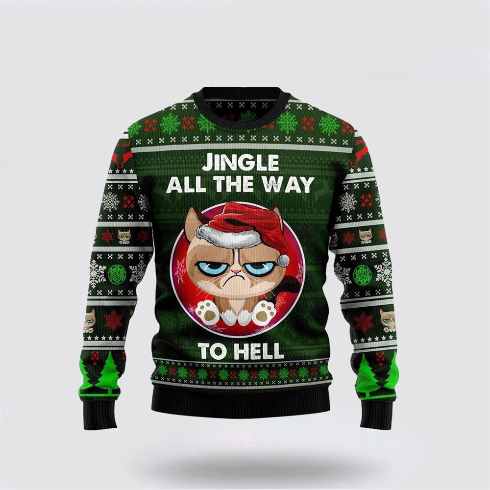 Grumpy Cat Jingle Funny Family Ugly Christmas Sweater Christmas Unisex Sweater Funny Christmas Sweater