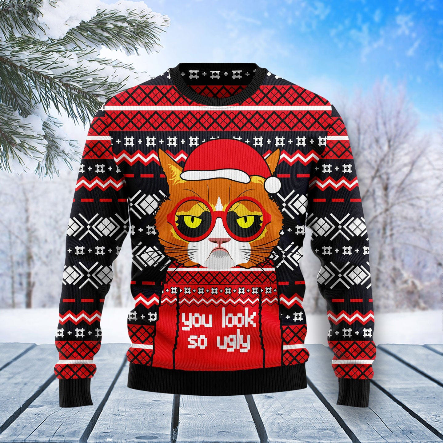 Grumpy Cat You Look So Ugly Christmas Sweater Xmas Cat Design Christmas Gifts For Cat Lovers