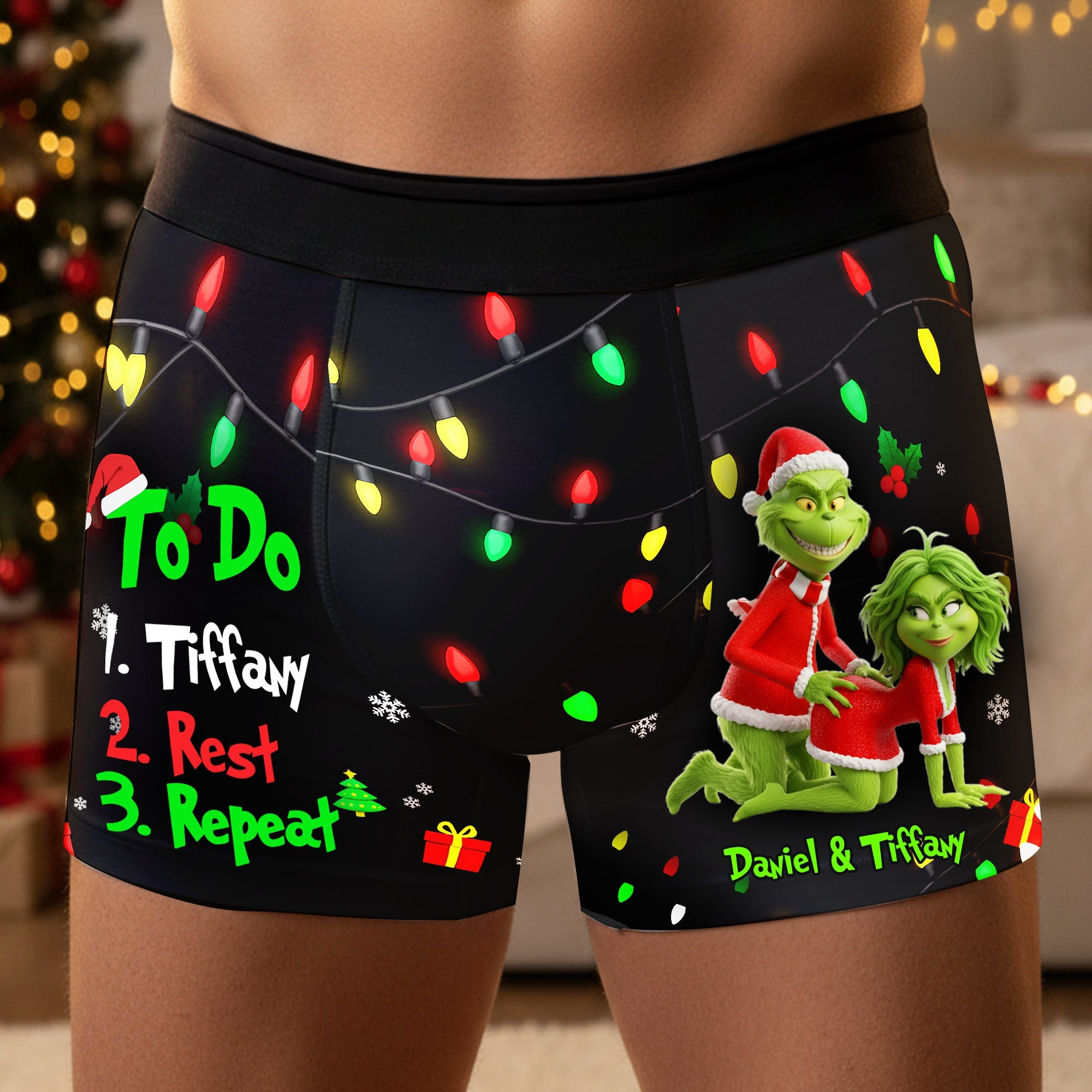 Grumpy Couple Christmas Boxers - Personalized Gifts For Him - Awkward Christmas Gifts For Him