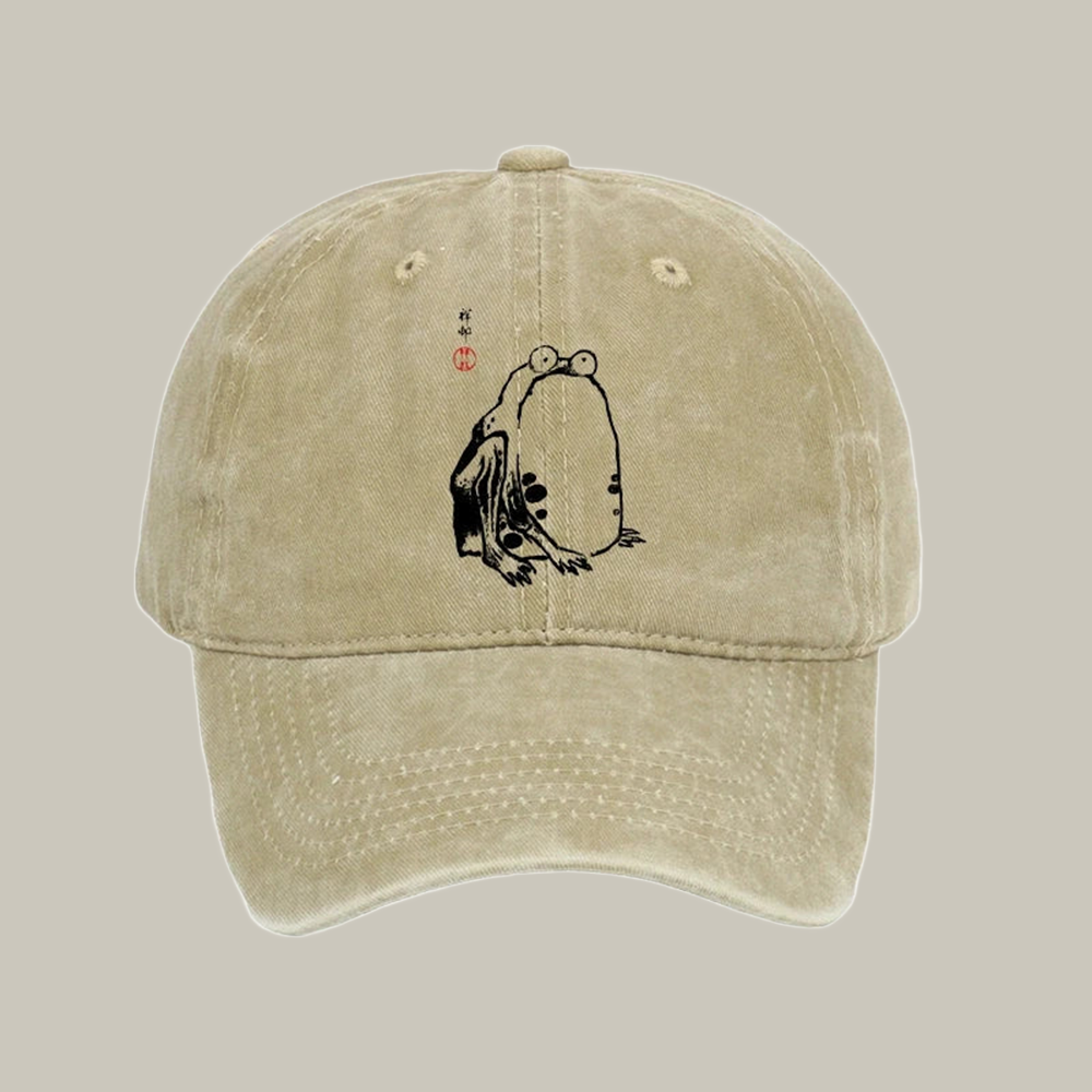 Grumpy Frog Matsumoto Hoji Washed Cap Hilarious Hat Christmas Gift For Brother