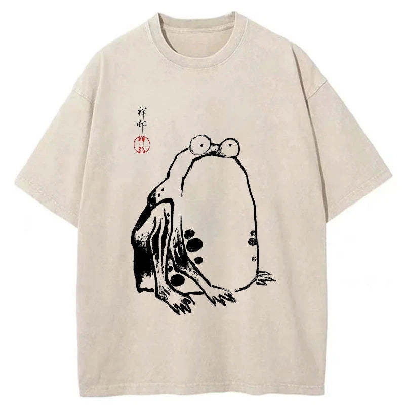 Grumpy Frog Matsumoto Hoji Washed T-Shirt Soft Cotton Daily Wear Tee Gifts For Brother