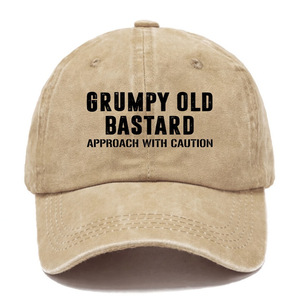 Grumpy Old Bastard Baseball Cap Approach With Caution Hat Gift For Father's Day From Son