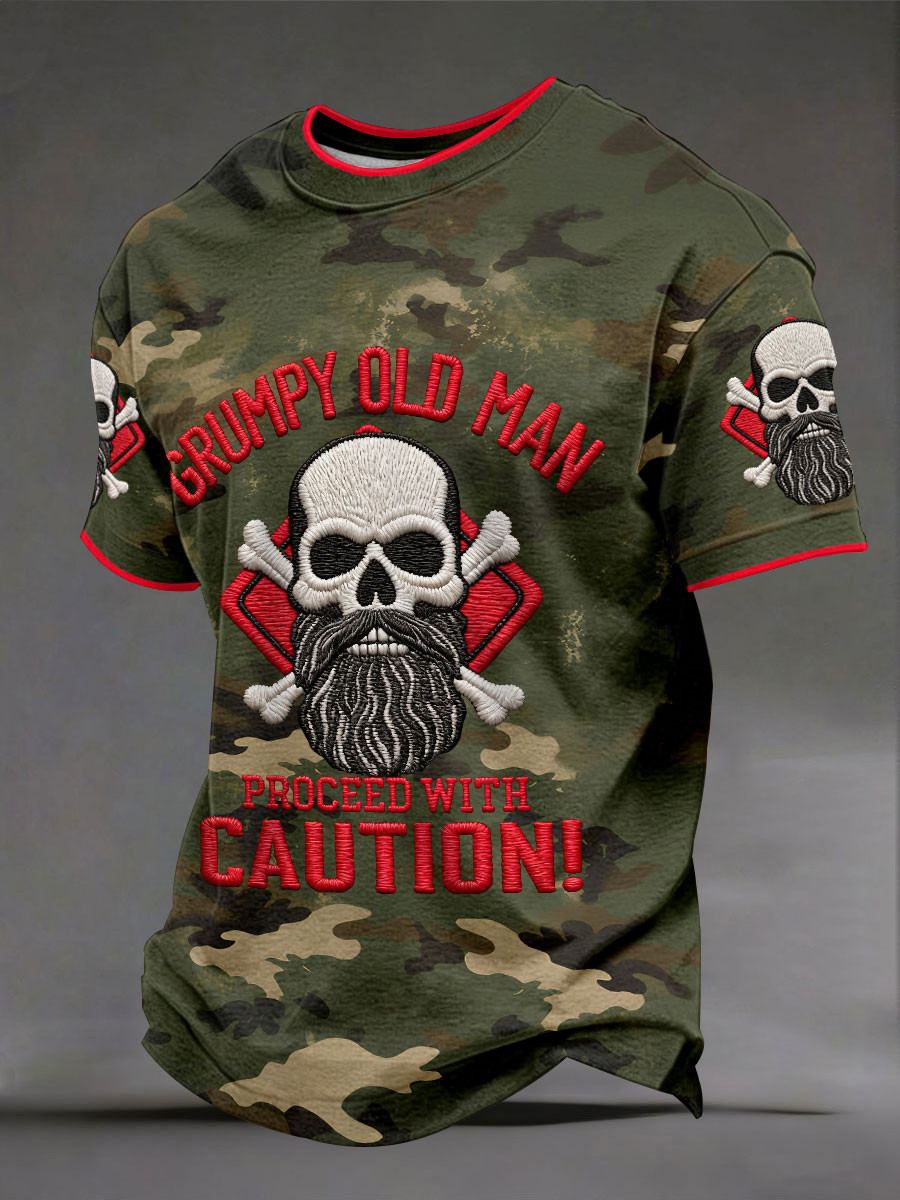 Grumpy Old Bastard Camo T-Shirt Proceed With Caution Clothing Gift For Him