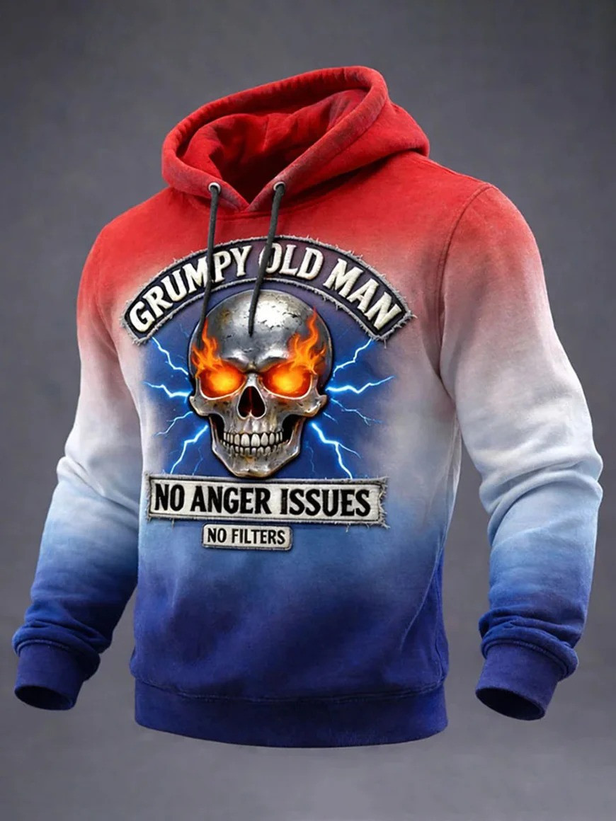 Grumpy Old Man Hoodie No Anger Issues No Filters Skull Clothing Funny Old Men Gift Ideas For Dad