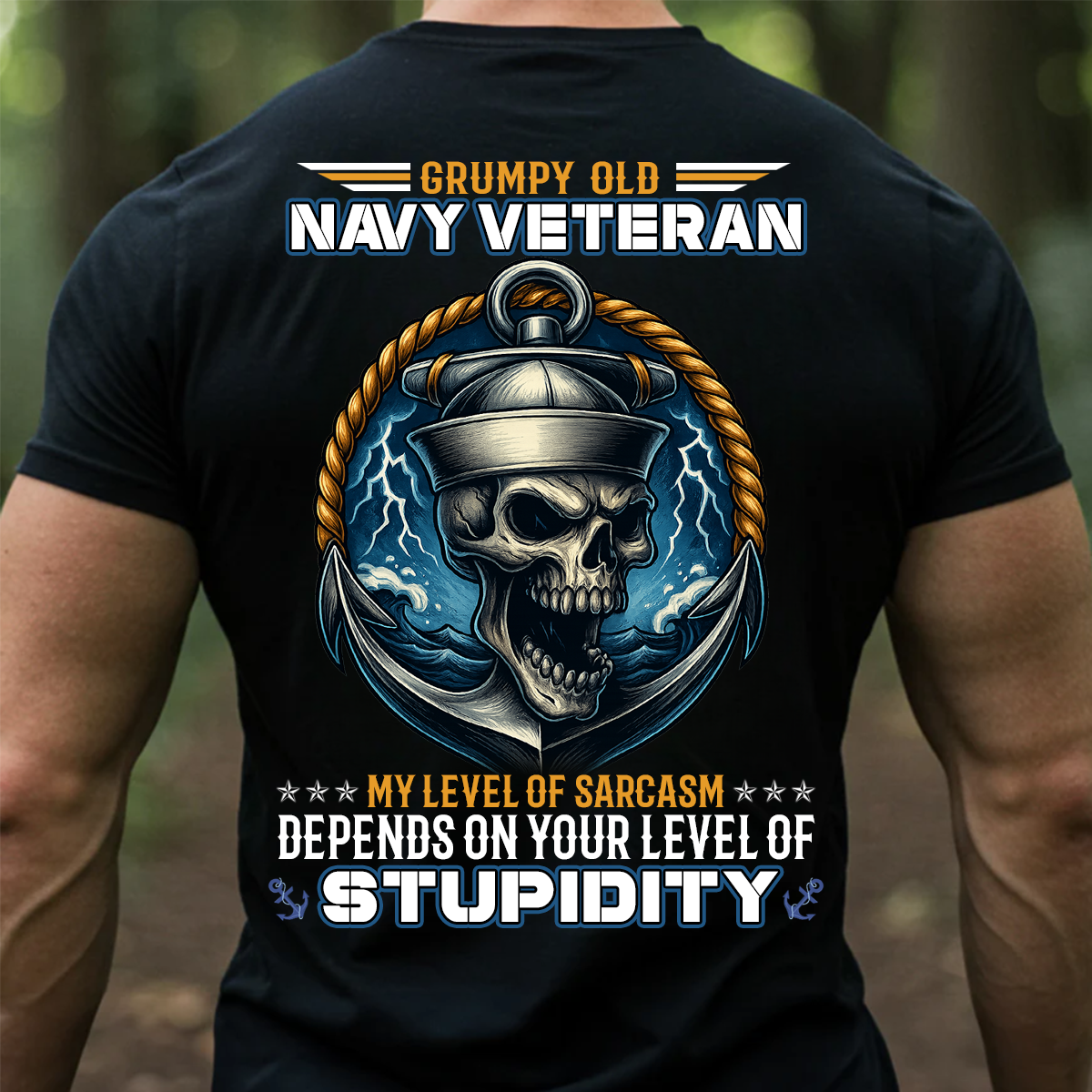 Grumpy Old Navy Veteran T-Shirt Funny Military Sarcasm Tee for US Veterans