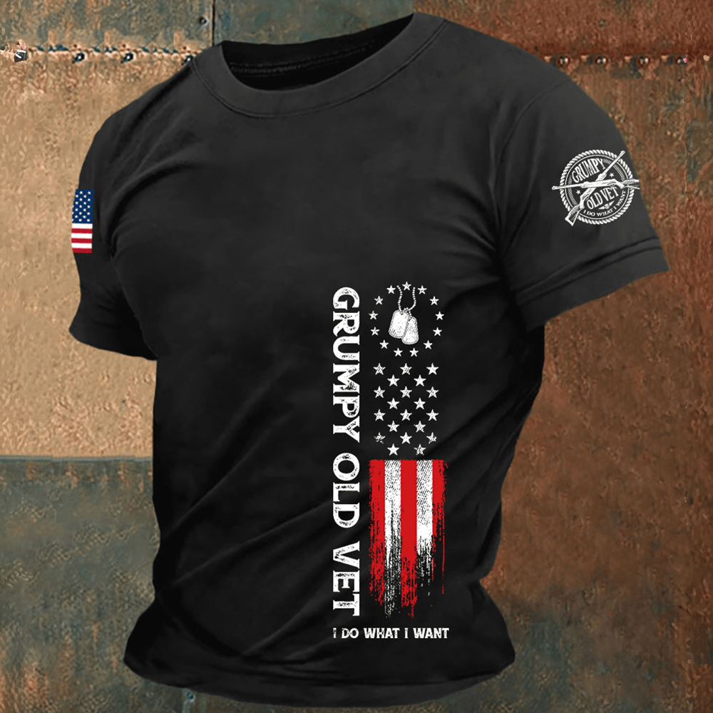 Grumpy Old Vet I Do What I What I Want T-Shirt Proud Veteran Patriotic Shirt Gifts For Men