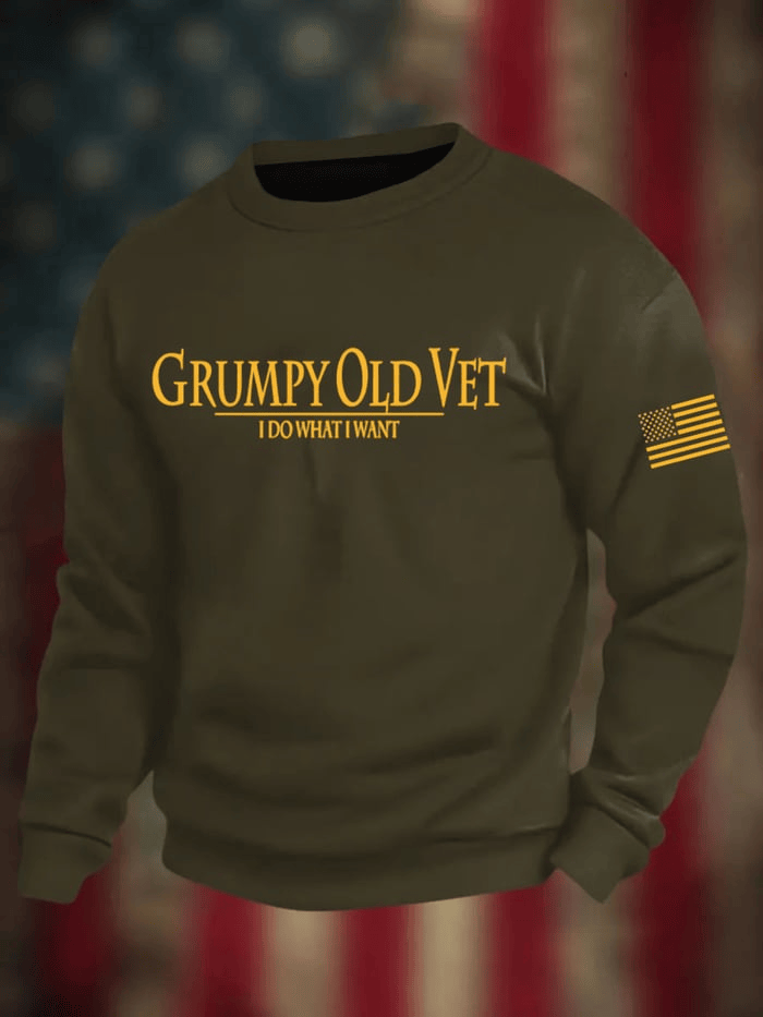 Grumpy Old Vet Sweatshirt Veterans Long Sleeve Sweatshirt Veterans Day Gift For Dad