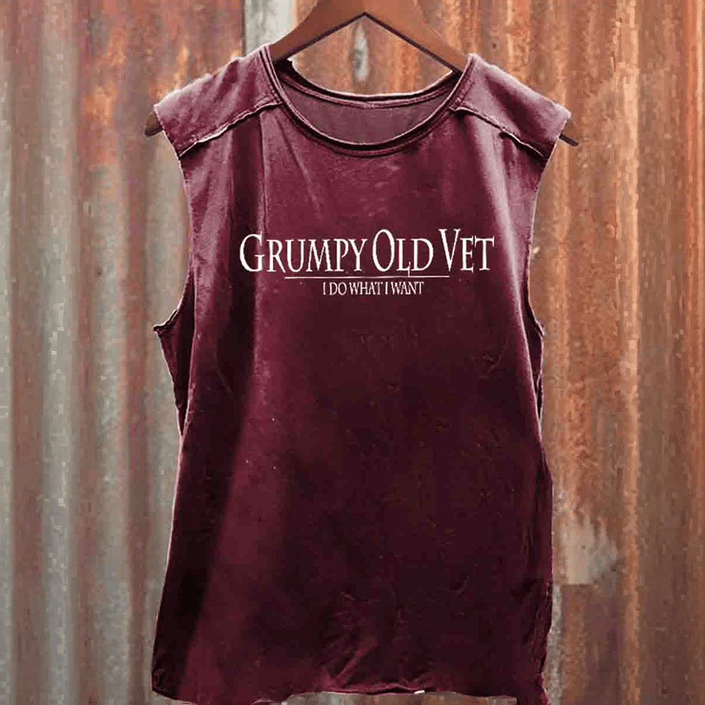 Grumpy Old Vet Tank Top Veterans I Do What I Do Shirt Father's Day Gifts