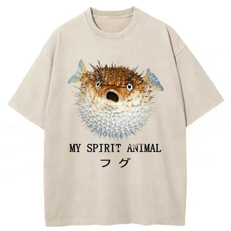 Grumpy Pufferfish Washed T-Shirt Everyday Comfort Graphic Shirt Gifts For Best Friend