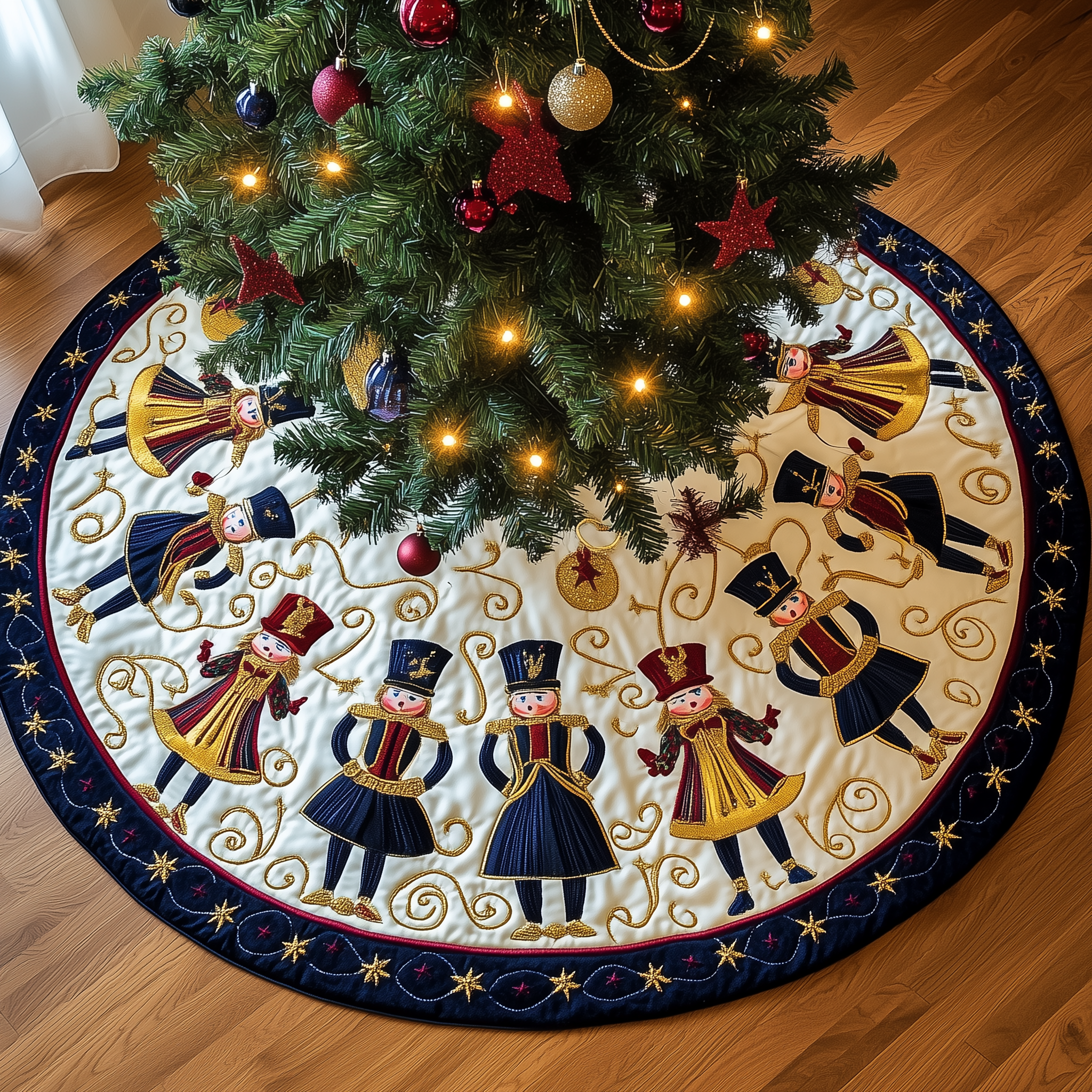 Grumpy Sleepy Nutcrackers Quilted Tree Skirt Best New Year Gift Merch