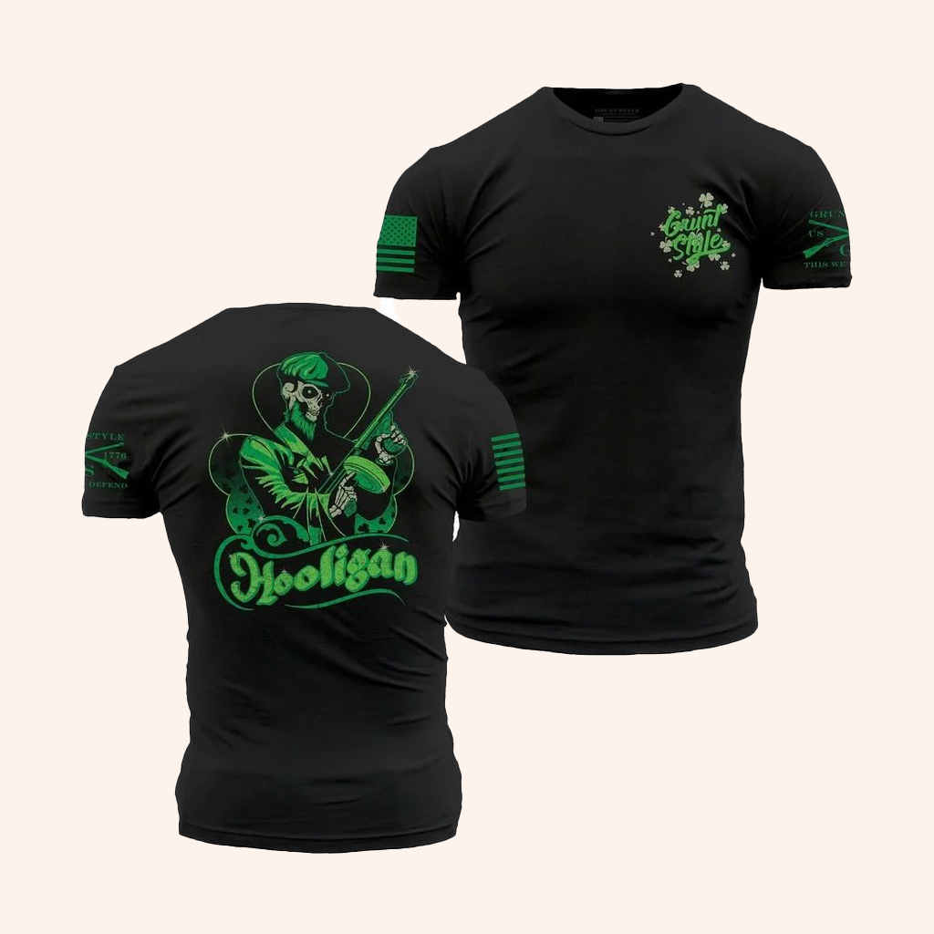 Grunt Style Merch Hooligan T-Shirt Black Great Gift Ideas For St Patrick's Day