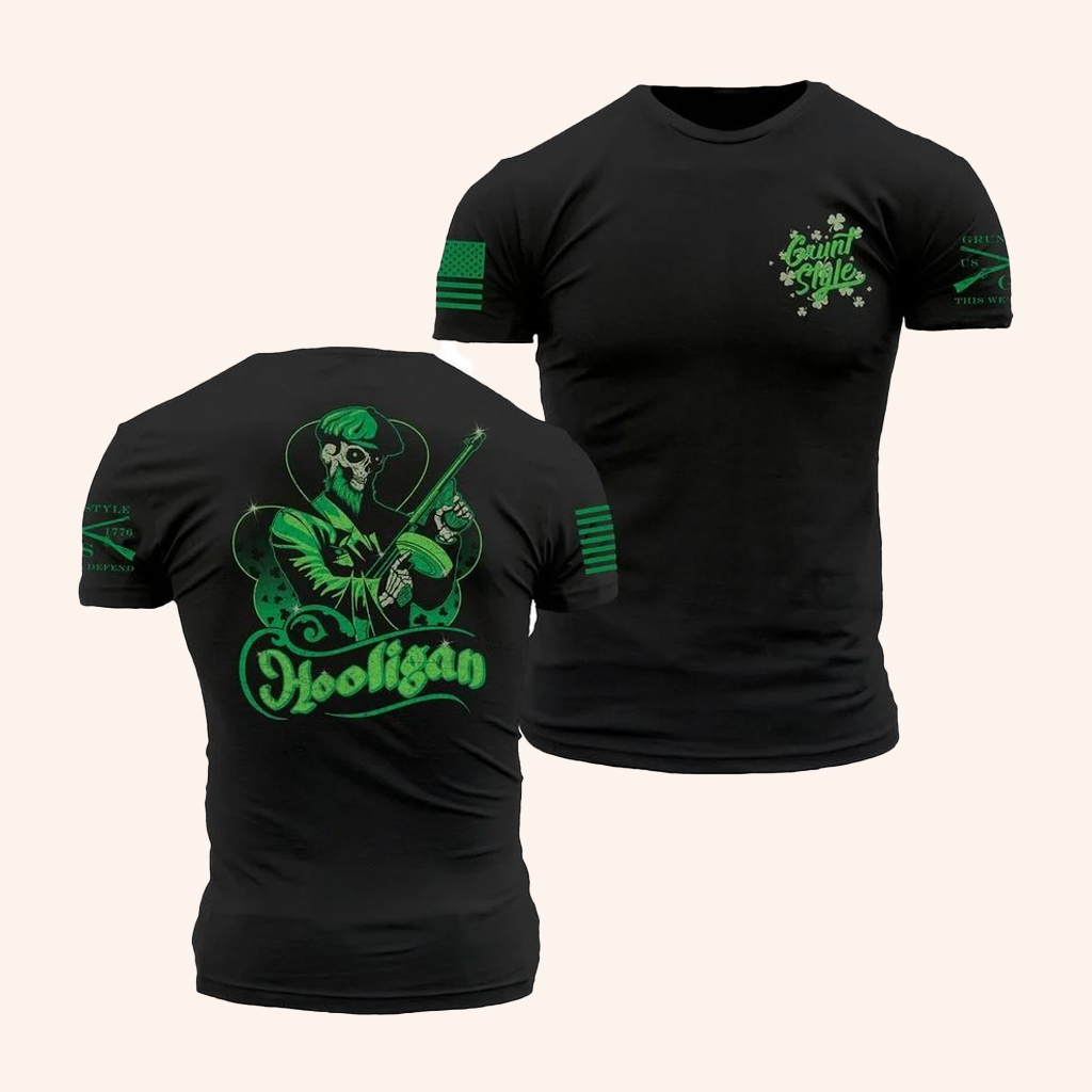 Grunt Style Merch Hooligan T-Shirt Black St Patricks Day Presents