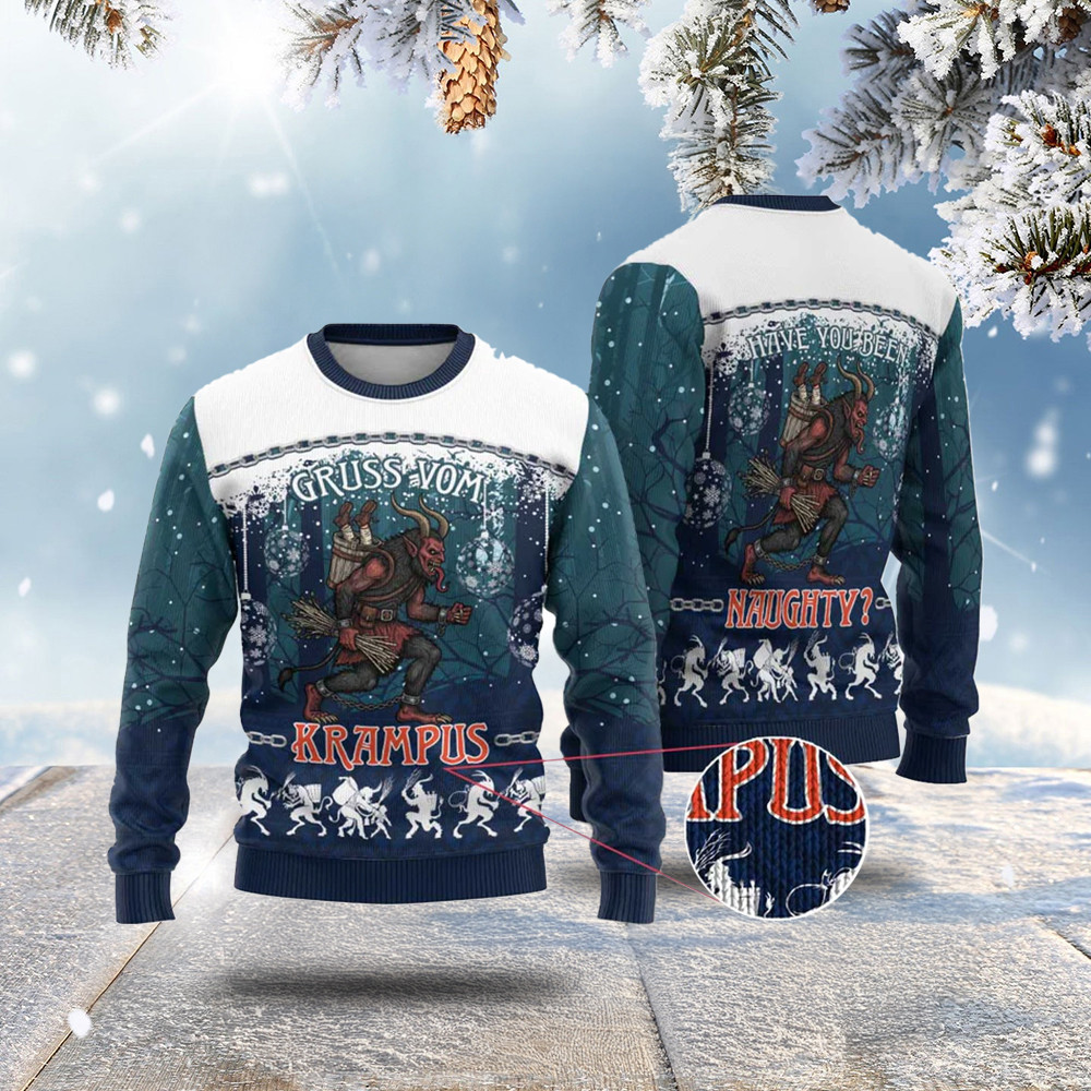Gruss vom Krampus Christmas Ugly Christmas Sweater Creepy Xmas Devil