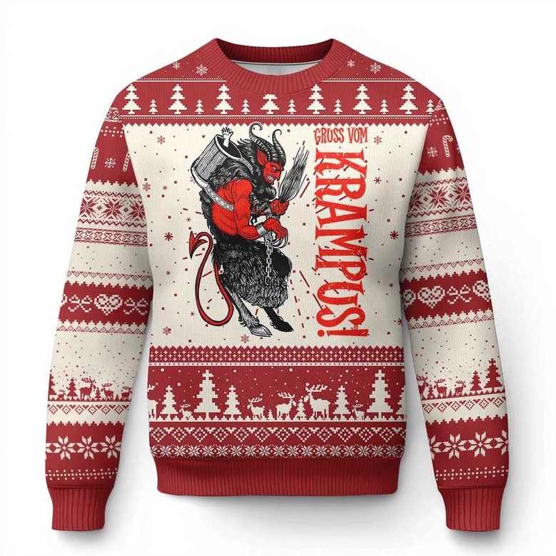 Gruss Vom Krampus Ugly Christmas Sweater Spooky Clothes Holiday Gifts For Horror Fans