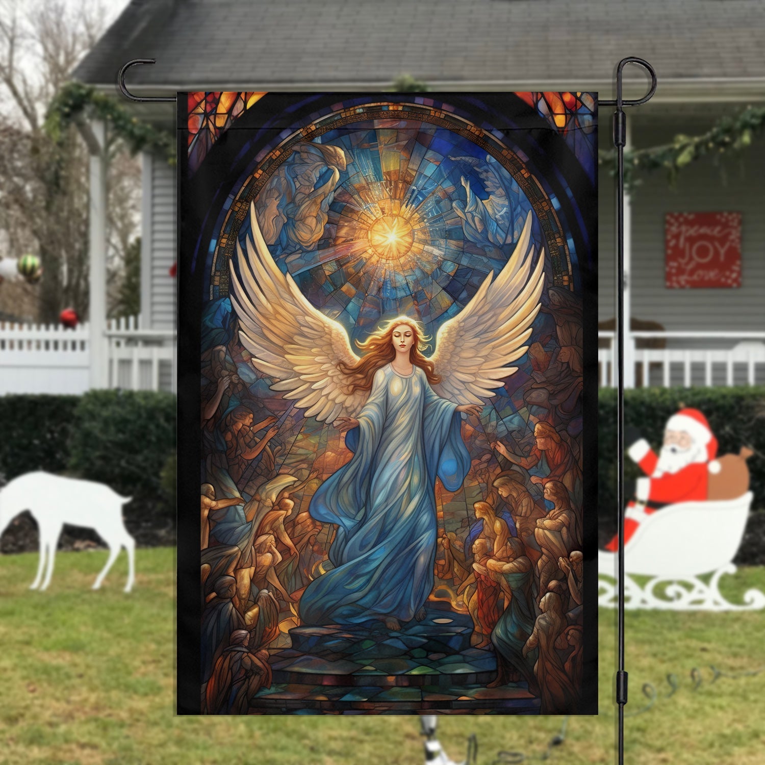 Guardian Angel In Celestial Glory Christmas Garden Flag Christmas Decor Gift For Angel Lovers
