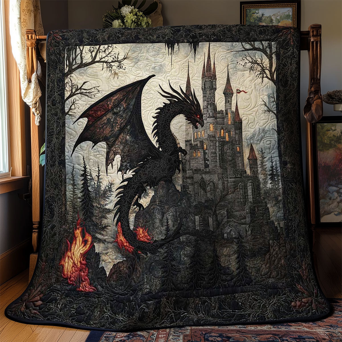 Guardian Dragon Quilt Blanket Throw Blankets For Couch Christmas Dragon Gifts For Brothers